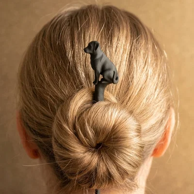 Trâm cài tóc hình chú chó Labrador in 3D độc đáo