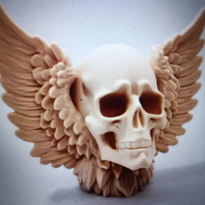 Mô hình đầu lâu có cánh trang trí nghệ thuật độc đáo in 3D