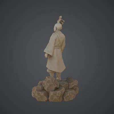 Thiền sư lữ hành cầm gậy – Mô hình nhân vật giả tưởng tối giản