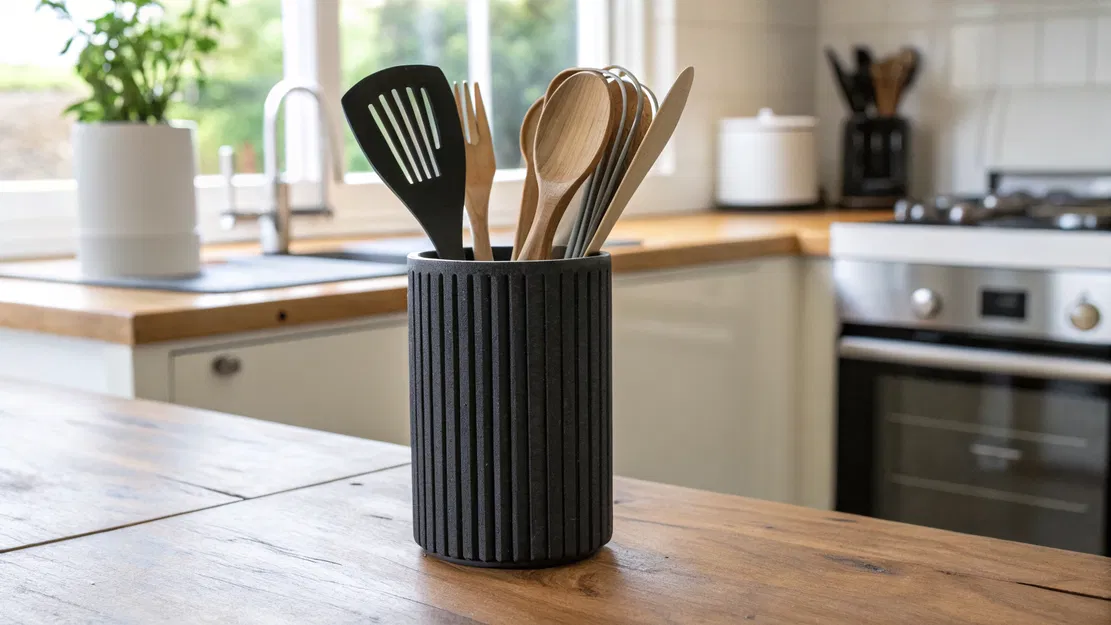 Ống Đựng Dụng Cụ Nhà Bếp Thiết Kế Ribbed Cao Hiện Đại - Image 1