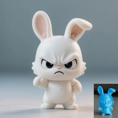 Mô hình 3D chú Thỏ Chibi Nổi Giận