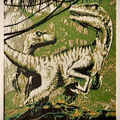 Tranh HueForge Poster Khủng long Raptor Jurassic Park Isla Nubar