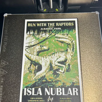 Tranh HueForge Poster Khủng long Raptor Jurassic Park Isla Nubar
