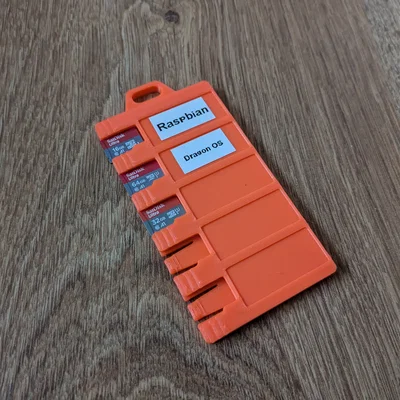 Khay lưu trữ thẻ Micro SD tích hợp vị trí dán nhãn Dymo tiện lợi