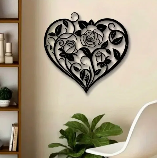 Mẫu tranh treo tường trái tim hoa hồng 3D đầy tinh tế - Image 1