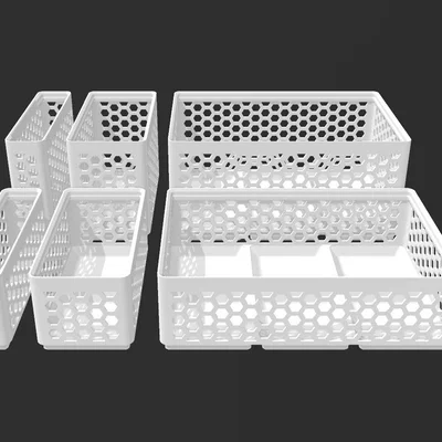 Gridfinity Hex Bins Light (lưới xoay) đủ mọi kích thước