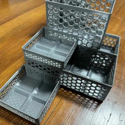 Gridfinity Hex Bins Light (lưới xoay) đủ mọi kích thước