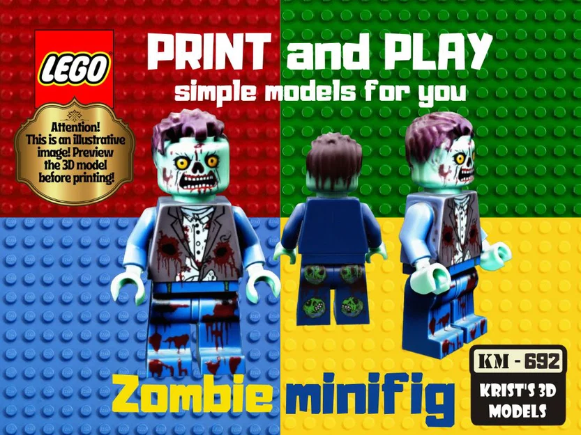 Mô hình Lego Zombie Minifig - Tự in 3D nhân vật sưu tầm độc đáo - Image 1