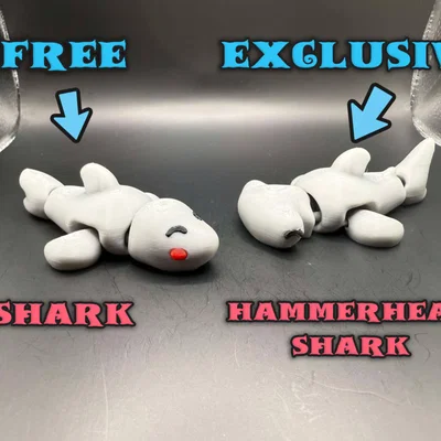 Bộ sưu tập Cá mập và Cá mập đầu búa mini khớp nối đáng yêu