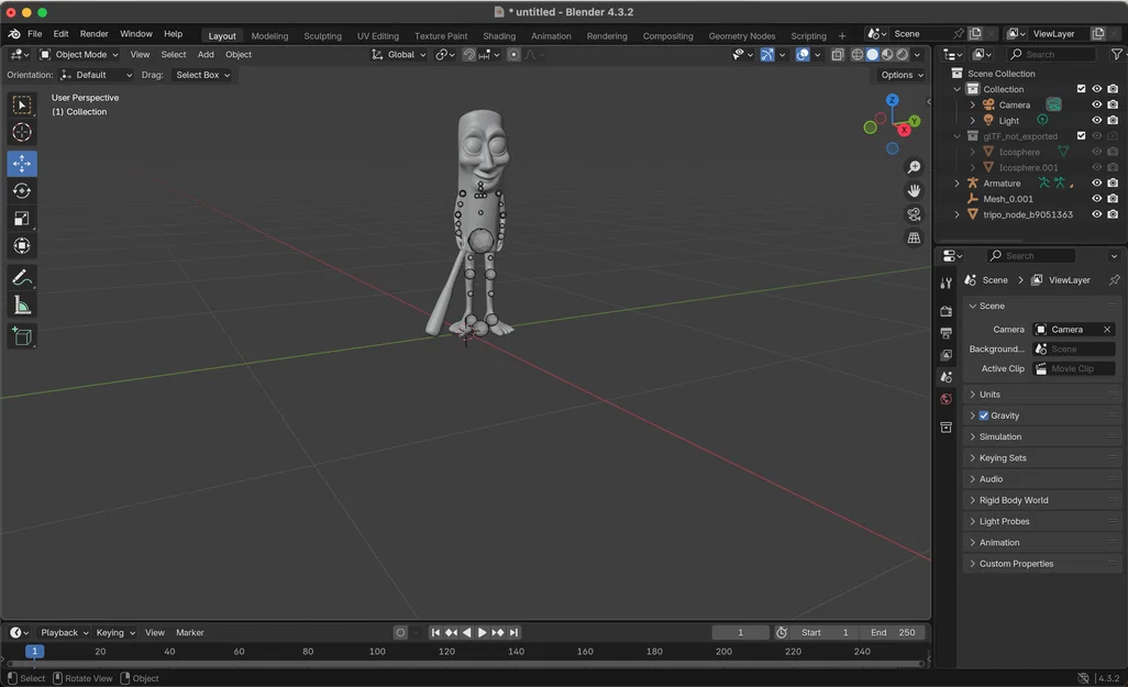 Mô hình nhân vật vui nhộn có khung xương (Armature) để in 3D - Image 2