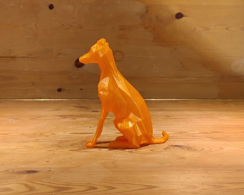 Mô hình chú chó Greyhound / Whippet phong cách Low Poly đang ngồi - Image 2
