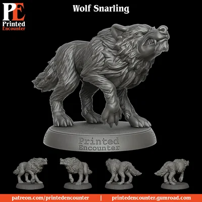 Mô hình Sói Gầm Gừ (Wolf Snarling) 32mm cho Tabletop RPG