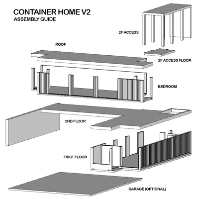 Mô hình Nhà Container 1:64 - Phụ kiện trưng bày cho xe Hot Wheels