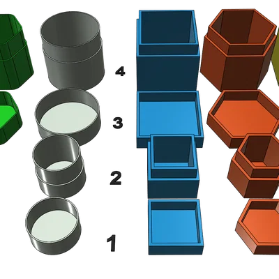 Bộ sưu tập hộp đựng và hũ đa năng in 3D không cần support