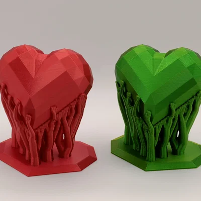Trái tim đa giác (Polygon Heart) kèm support hữu cơ