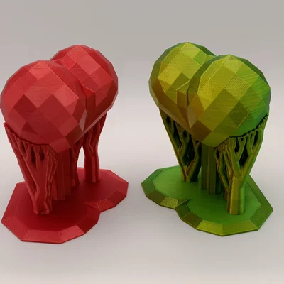 Trái tim đa giác (Polygon Heart) kèm support hữu cơ