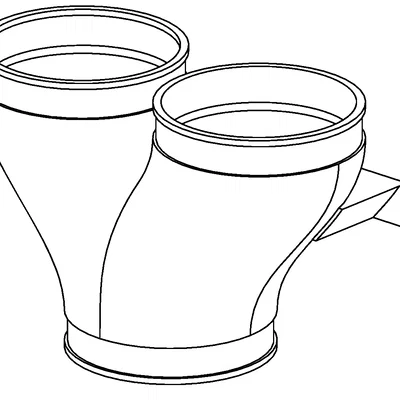 Bộ gộp ống dẫn khí 4 inch (gắn tường, 2 ra 1)