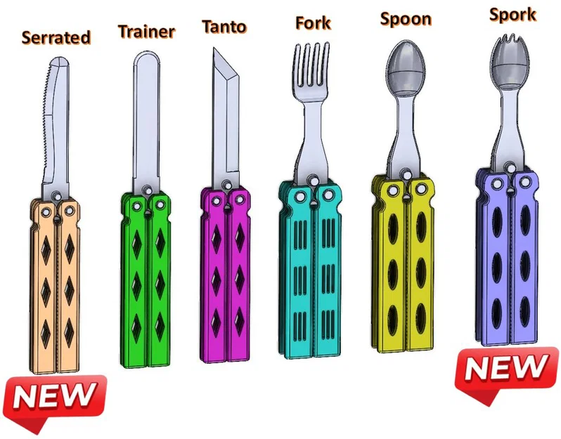 Bộ sưu tập Butterfly/Balisong - In liền khối! Có cả Spork! - Image 2