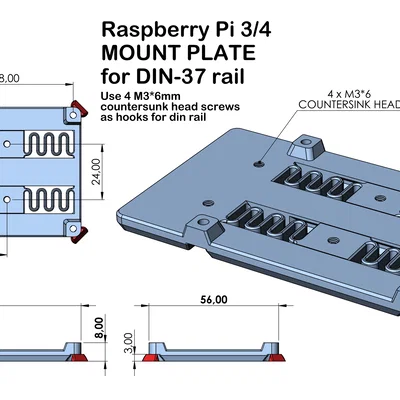 Giá gắn Slim RPi cho thanh ray DIN37