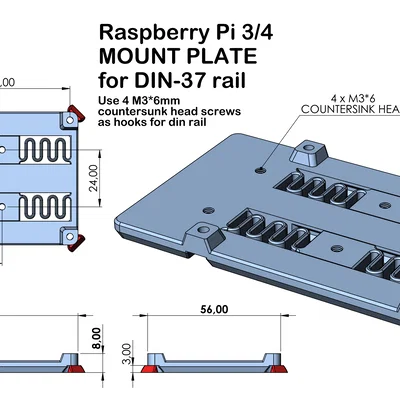 Giá gắn Slim RPi cho thanh ray DIN37