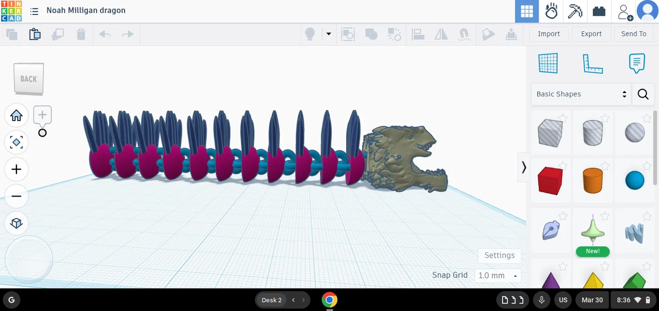 Mô hình rồng khớp nối 3D linh hoạt (Articulated Dragon) - Bản nâng cấp - Image 1