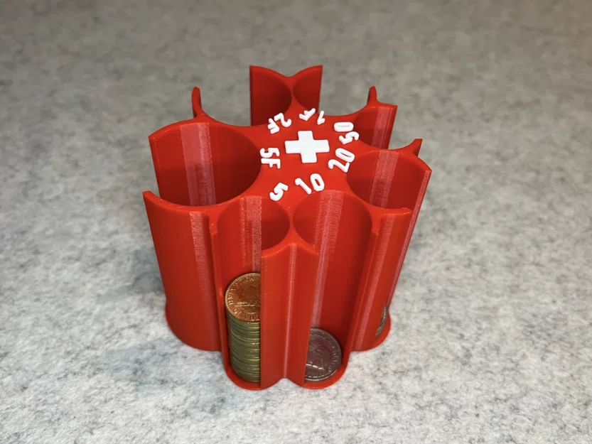 Khay phân loại tiền xu Thụy Sĩ (Swiss Franc coin sorter) in 3D - Image 1