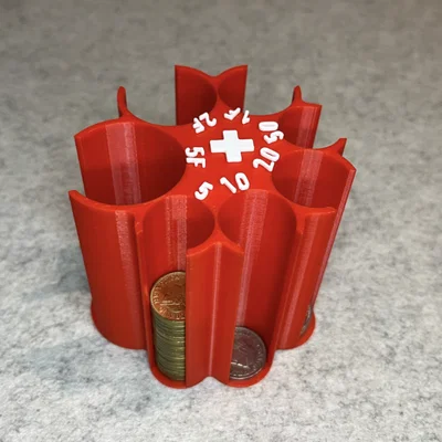 Khay phân loại tiền xu Thụy Sĩ (Swiss Franc coin sorter) in 3D