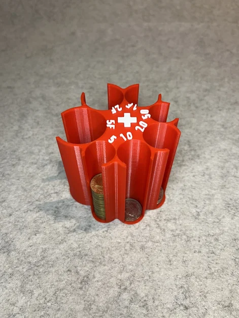 Khay phân loại tiền xu Thụy Sĩ (Swiss Franc coin sorter) in 3D - Image 2