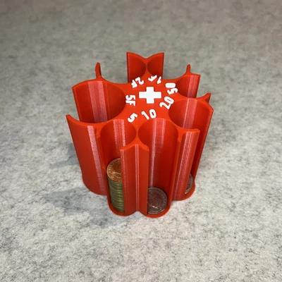 Khay phân loại tiền xu Thụy Sĩ (Swiss Franc coin sorter) in 3D