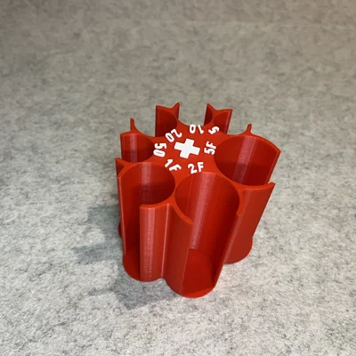 Khay phân loại tiền xu Thụy Sĩ (Swiss Franc coin sorter) in 3D