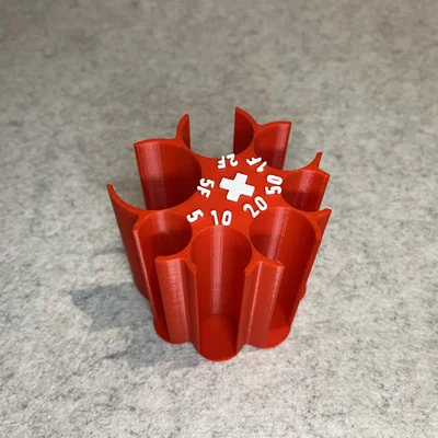 Khay phân loại tiền xu Thụy Sĩ (Swiss Franc coin sorter) in 3D