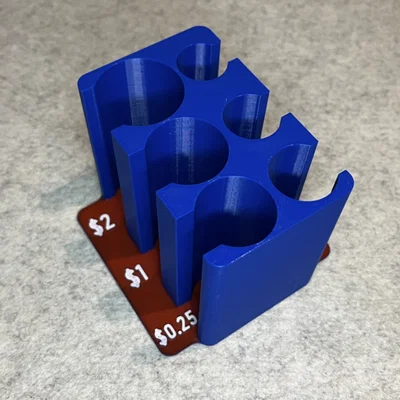 Khay phân loại tiền xu Mỹ (US Dollar Coin Sorter) thiết kế 3D tối giản