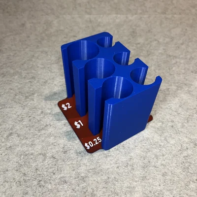 Khay phân loại tiền xu Mỹ (US Dollar Coin Sorter) thiết kế 3D tối giản