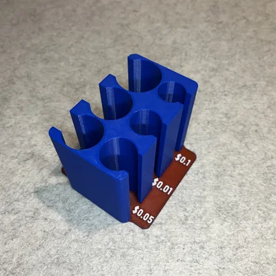 Khay phân loại tiền xu Mỹ (US Dollar Coin Sorter) thiết kế 3D tối giản