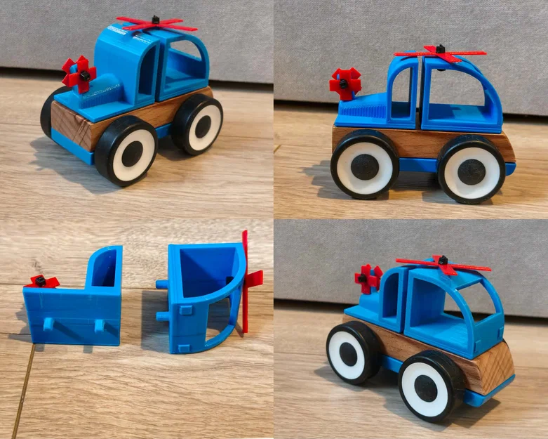 Mô hình trực thăng 3D gắn xe đồ chơi gỗ IKEA Lillabo độc đáo - Image 1