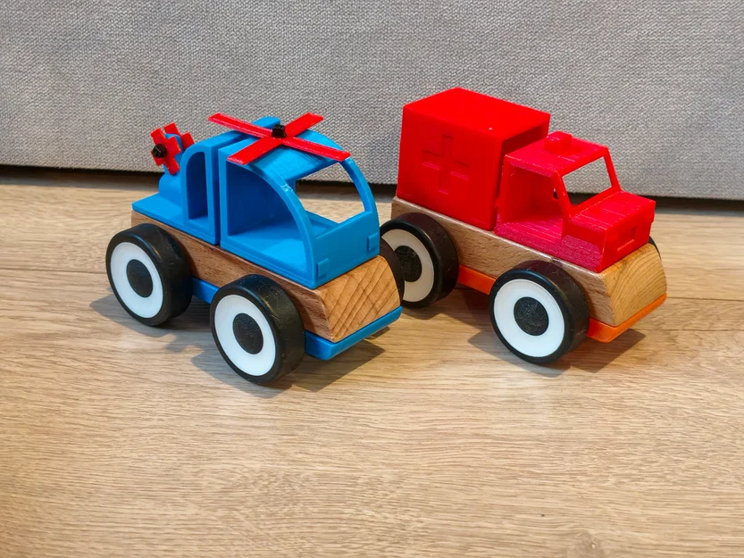 Mô hình trực thăng 3D gắn xe đồ chơi gỗ IKEA Lillabo độc đáo - Image 2