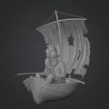 Mô hình 3D lão ngư dân trên chiếc thuyền buồm rách nghệ thuật - Thumbnail 1