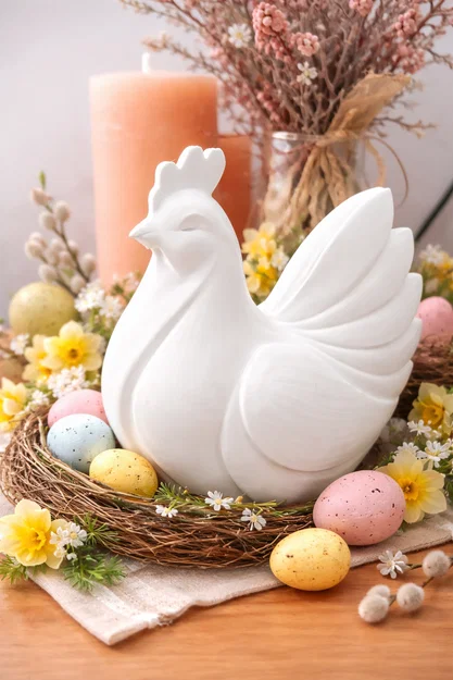 Gà Mái Easter Thời Thượng – Mô hình trang trí in 3D - Image 1