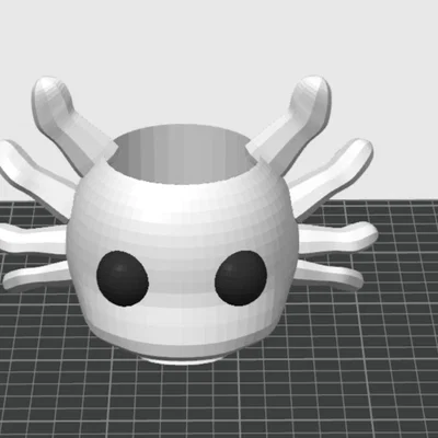 Chậu Cây Mini Hình Đầu Axolotl Tối Giản - Sẵn Sàng Để In 3D