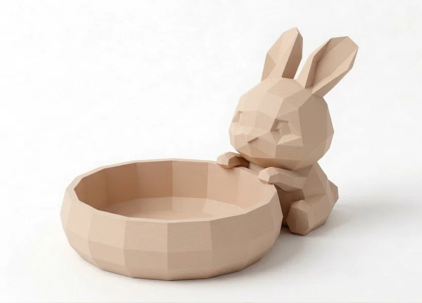 Tô Đựng Đồ Hình Chú Thỏ Chibi Low Poly Dễ Thương - Image 1