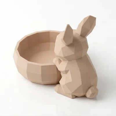 Tô Đựng Đồ Hình Chú Thỏ Chibi Low Poly Dễ Thương