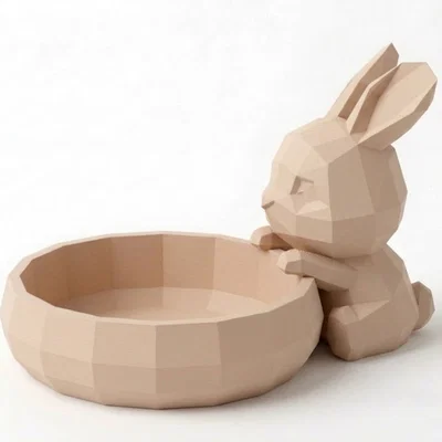 Tô Đựng Đồ Hình Chú Thỏ Chibi Low Poly Dễ Thương