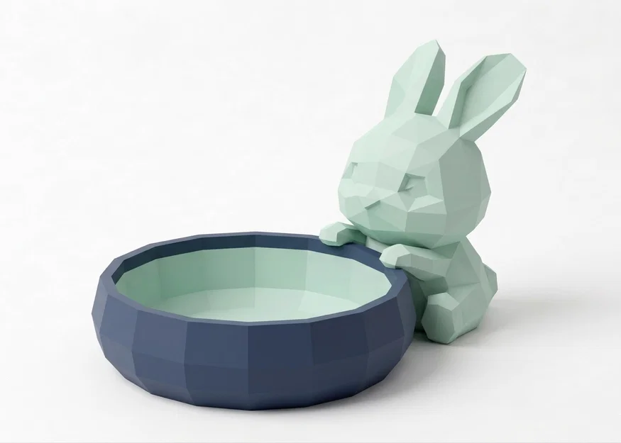 Tô Đựng Đồ Hình Chú Thỏ Chibi Low Poly Dễ Thương - Image 5
