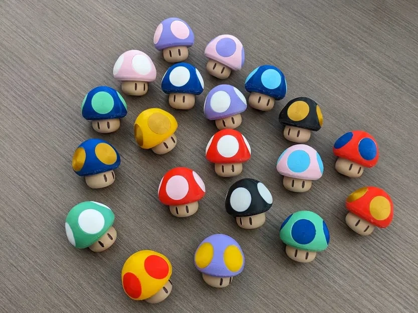 Mô hình nấm Mario (Mario Mushrooms) in 3D không cần AMS cực dễ - Image 1