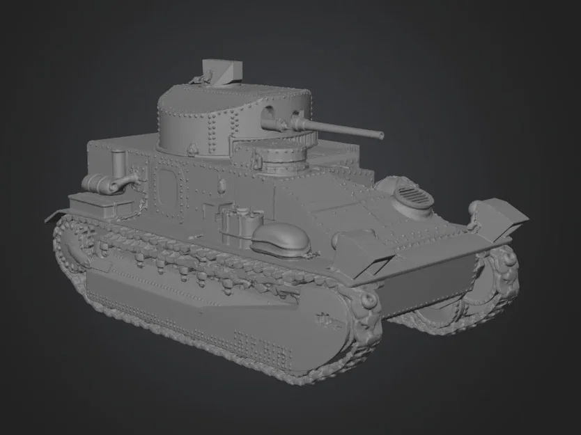 Mô hình 3D xe tăng Vickers Medium Mark II (1925-1939) chi tiết - Image 1