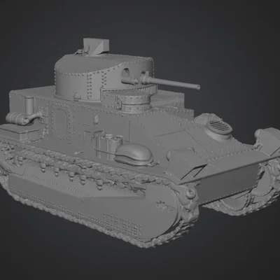 Mô hình 3D xe tăng Vickers Medium Mark II (1925-1939) chi tiết