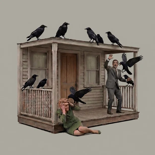 Mô hình 3D tiểu cảnh kinh điển The Birds 1963 - Image 1