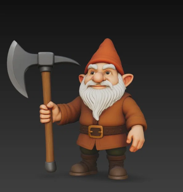 Mô hình Dwarf with Pickaxe - Chú lùn khai thác quặng in 3D - Image 3