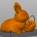 Mô hình 3D chú thỏ Phục sinh ôm giỏ trứng đáng yêu để bàn - Thumbnail 3