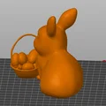 Mô hình 3D chú thỏ Phục sinh ôm giỏ trứng đáng yêu để bàn - Thumbnail 4